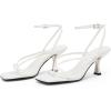 imagePiePieBuy Womens Lace Up Heeled Sandals Square Flip Flop High Heels Strappy Party ShoesWhite