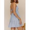 image:imageWomens V Neck Crisscross Backless Dresses Tie Back Sleeveless Ruffle Hem Flowy Swing ALine Vintage Summer Mini DressSky Blue