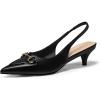 image:imagePiePieBuy Womens Slingback Kitten Heels Closed Pointed Toe Pumps Work Dress Shoes with Metal Chain White Size 75 Black Size 75