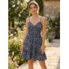 image:imageWomens V Neck Crisscross Backless Dresses Tie Back Sleeveless Ruffle Hem Flowy Swing ALine Vintage Summer Mini DressBlack1