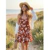 image:imageWomens V Neck Crisscross Backless Dresses Tie Back Sleeveless Ruffle Hem Flowy Swing ALine Vintage Summer Mini DressCaramel1