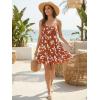 image:imageWomens V Neck Crisscross Backless Dresses Tie Back Sleeveless Ruffle Hem Flowy Swing ALine Vintage Summer Mini DressCaramel1