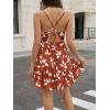 image:imageWomens V Neck Crisscross Backless Dresses Tie Back Sleeveless Ruffle Hem Flowy Swing ALine Vintage Summer Mini DressCaramel1