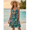 image:imageWomens V Neck Crisscross Backless Dresses Tie Back Sleeveless Ruffle Hem Flowy Swing ALine Vintage Summer Mini DressGreen1