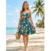 image:imageWomens V Neck Crisscross Backless Dresses Tie Back Sleeveless Ruffle Hem Flowy Swing ALine Vintage Summer Mini DressGreen1