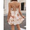 image:imageWomens V Neck Crisscross Backless Dresses Tie Back Sleeveless Ruffle Hem Flowy Swing ALine Vintage Summer Mini DressKhaki1