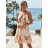 image:imageWomens V Neck Crisscross Backless Dresses Tie Back Sleeveless Ruffle Hem Flowy Swing ALine Vintage Summer Mini DressKhaki1