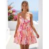 image:imageWomens V Neck Crisscross Backless Dresses Tie Back Sleeveless Ruffle Hem Flowy Swing ALine Vintage Summer Mini DressOrange1
