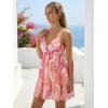 image:imageWomens V Neck Crisscross Backless Dresses Tie Back Sleeveless Ruffle Hem Flowy Swing ALine Vintage Summer Mini DressOrange1