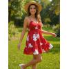 image:imageWomens V Neck Crisscross Backless Dresses Tie Back Sleeveless Ruffle Hem Flowy Swing ALine Vintage Summer Mini DressRed1