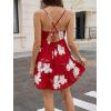 image:imageWomens V Neck Crisscross Backless Dresses Tie Back Sleeveless Ruffle Hem Flowy Swing ALine Vintage Summer Mini DressRed1
