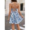 image:imageWomens V Neck Crisscross Backless Dresses Tie Back Sleeveless Ruffle Hem Flowy Swing ALine Vintage Summer Mini DressSky Blue1