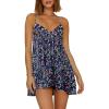 image:imageWomens V Neck Crisscross Backless Dresses Tie Back Sleeveless Ruffle Hem Flowy Swing ALine Vintage Summer Mini DressBlack1