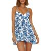 image:imageWomens V Neck Crisscross Backless Dresses Tie Back Sleeveless Ruffle Hem Flowy Swing ALine Vintage Summer Mini DressSky Blue1