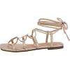image:imagePiePieBuy Womens Lace up Strappy Sandals CrissCross Flat Gladiator Sandals Ankle Strap Square Toes Summer ShoesGold