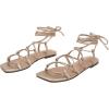 image:imagePiePieBuy Womens Lace up Strappy Sandals CrissCross Flat Gladiator Sandals Ankle Strap Square Toes Summer ShoesGold