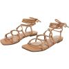 image:imagePiePieBuy Womens Lace up Strappy Sandals CrissCross Flat Gladiator Sandals Ankle Strap Square Toes Summer ShoesLight Brown