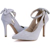 image:imagePiePieBuy Womens Pointed Toe High Heels Ankle Strap DOrsay Pumps Shoes Bow Wedding Bowtie Back Dress SandalsSatin Blue