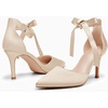 image:imageWomens High Heel Pointed Toe Pumps Ankle Tie Classic Office Special Dress Party ShoesChampagneSatin