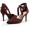 image:imageWomens High Heel Pointed Toe Pumps Ankle Tie Classic Office Special Dress Party ShoesCoffee