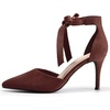 image:imageWomens High Heel Pointed Toe Pumps Ankle Tie Classic Office Special Dress Party ShoesCoffee