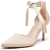 image:imageWomens High Heel Pointed Toe Pumps Ankle Tie Classic Office Special Dress Party ShoesChampagneSatin
