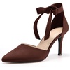 image:imageWomens High Heel Pointed Toe Pumps Ankle Tie Classic Office Special Dress Party ShoesCoffee