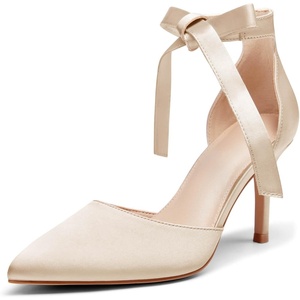 image:imageWomens High Heel Pointed Toe Pumps Ankle Tie Classic Office Special Dress Party ShoesChampagneSatin